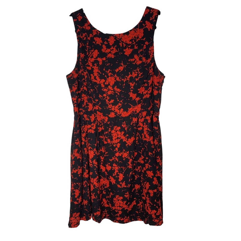 Black with Red Leaves Cocktail Dress